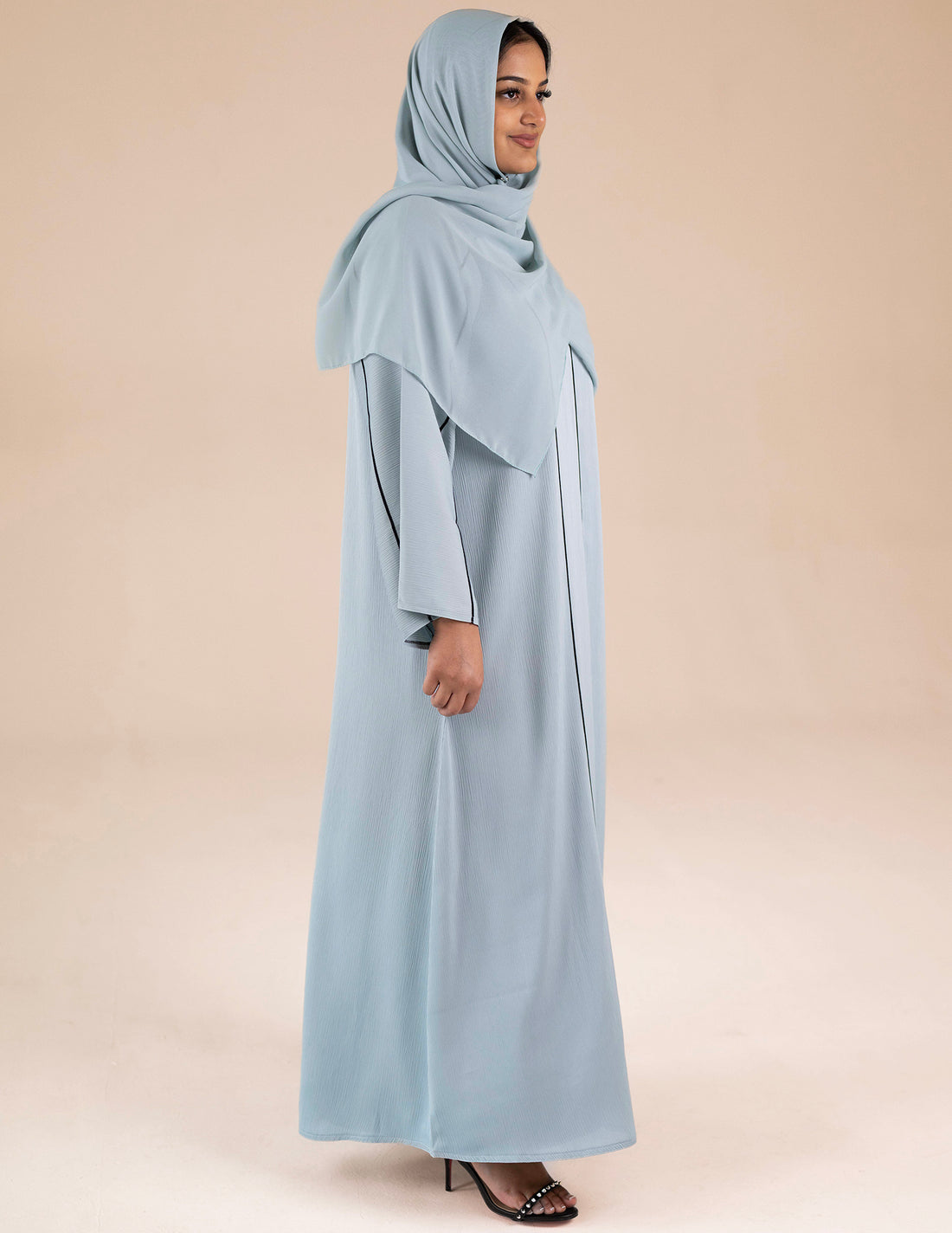 Essential Closed Fiza Blue Abaya - Abayas, Best, Closed, essential, Featured - AZAARYA