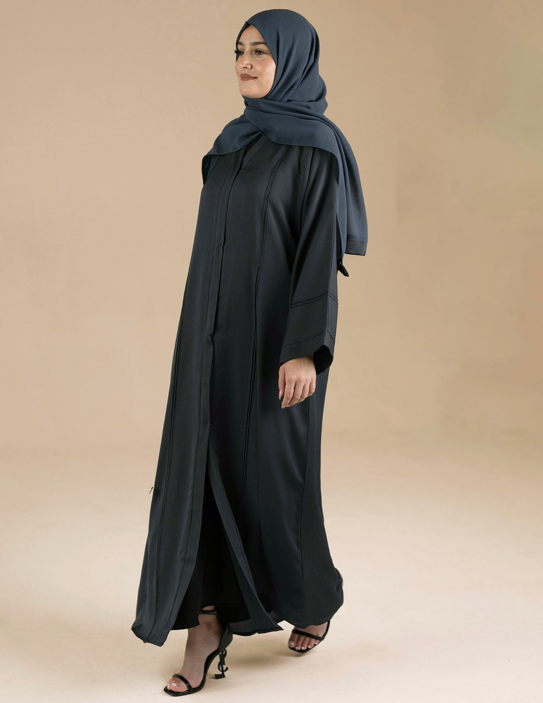 Essential Open Abaya - Imaan Grey - Abayas, essential, essential abayas, Open, open abayas - AZAARYA