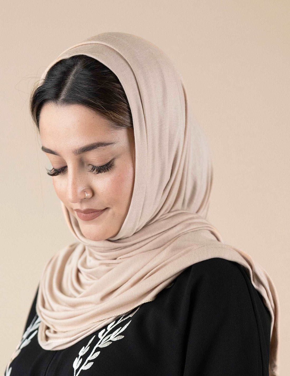 Premium Ivory Jersey Hijab - Hijabs, ivory hijabs, jersey hijabs, premium hijabs - AZAARYA