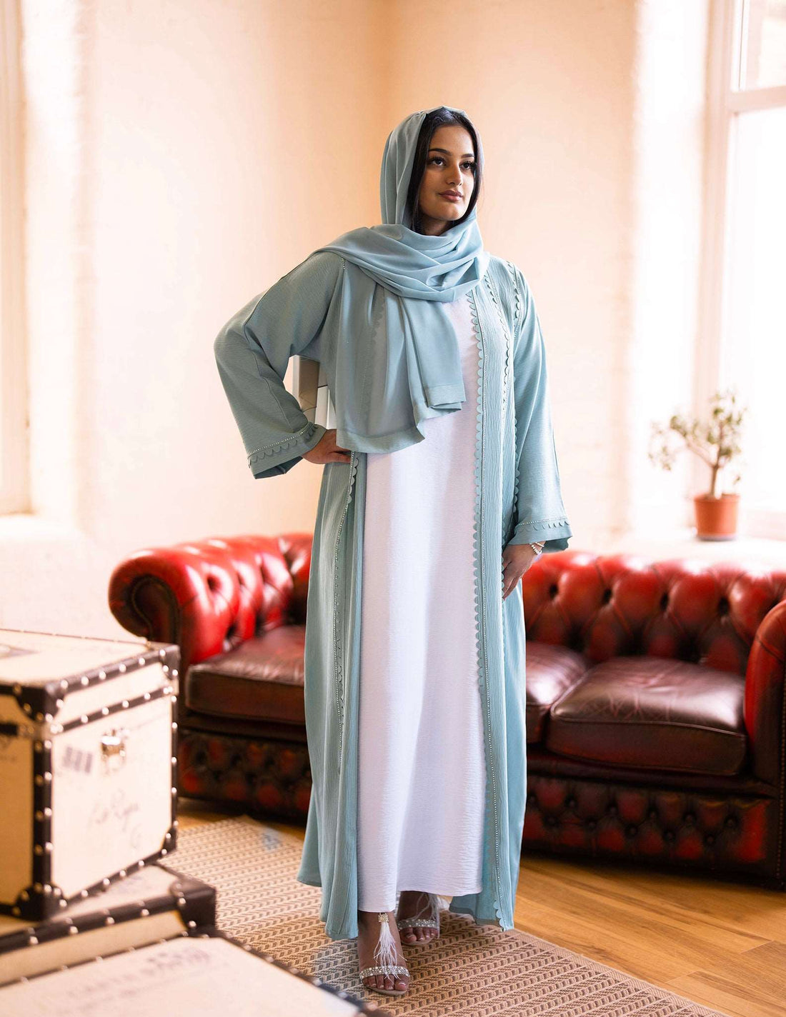 Melina Abaya - 4 piece abaya, Abayas, embroidered abayas, open abayas, premium - AZAARYA