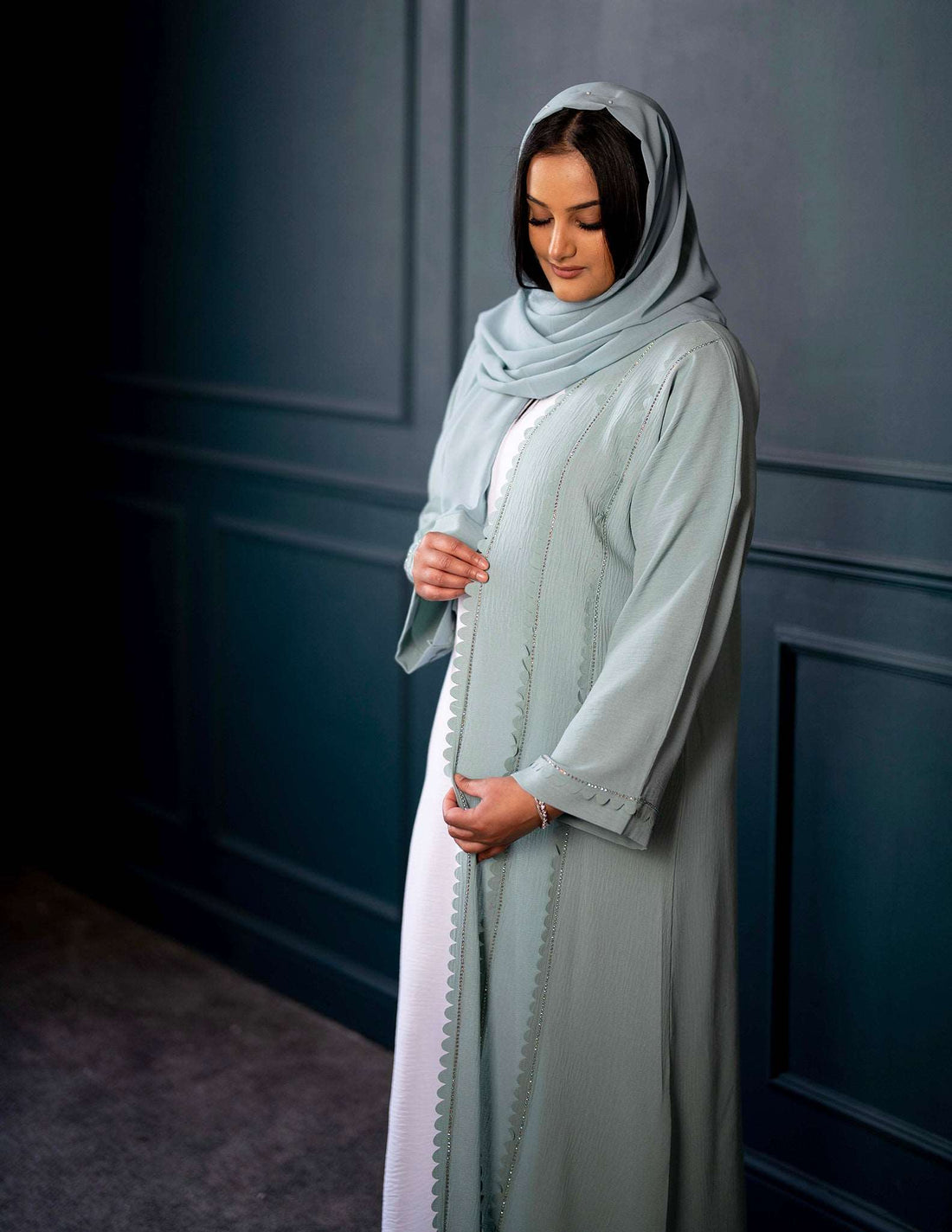 Melina Abaya - 4 piece abaya, Abayas, embroidered abayas, open abayas, premium - AZAARYA