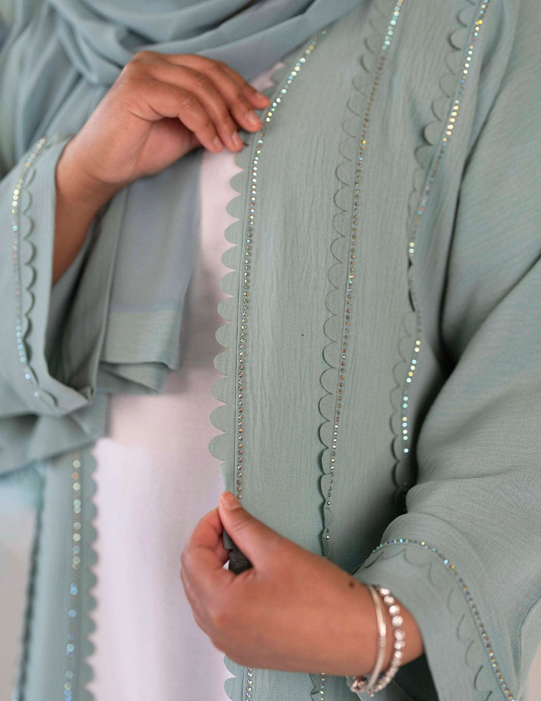 Melina Abaya - 4 piece abaya, Abayas, embroidered abayas, open abayas, premium - AZAARYA