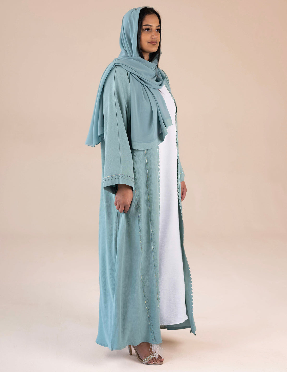 Melina Abaya - 4 piece abaya, Abayas, embroidered abayas, open abayas, premium - AZAARYA