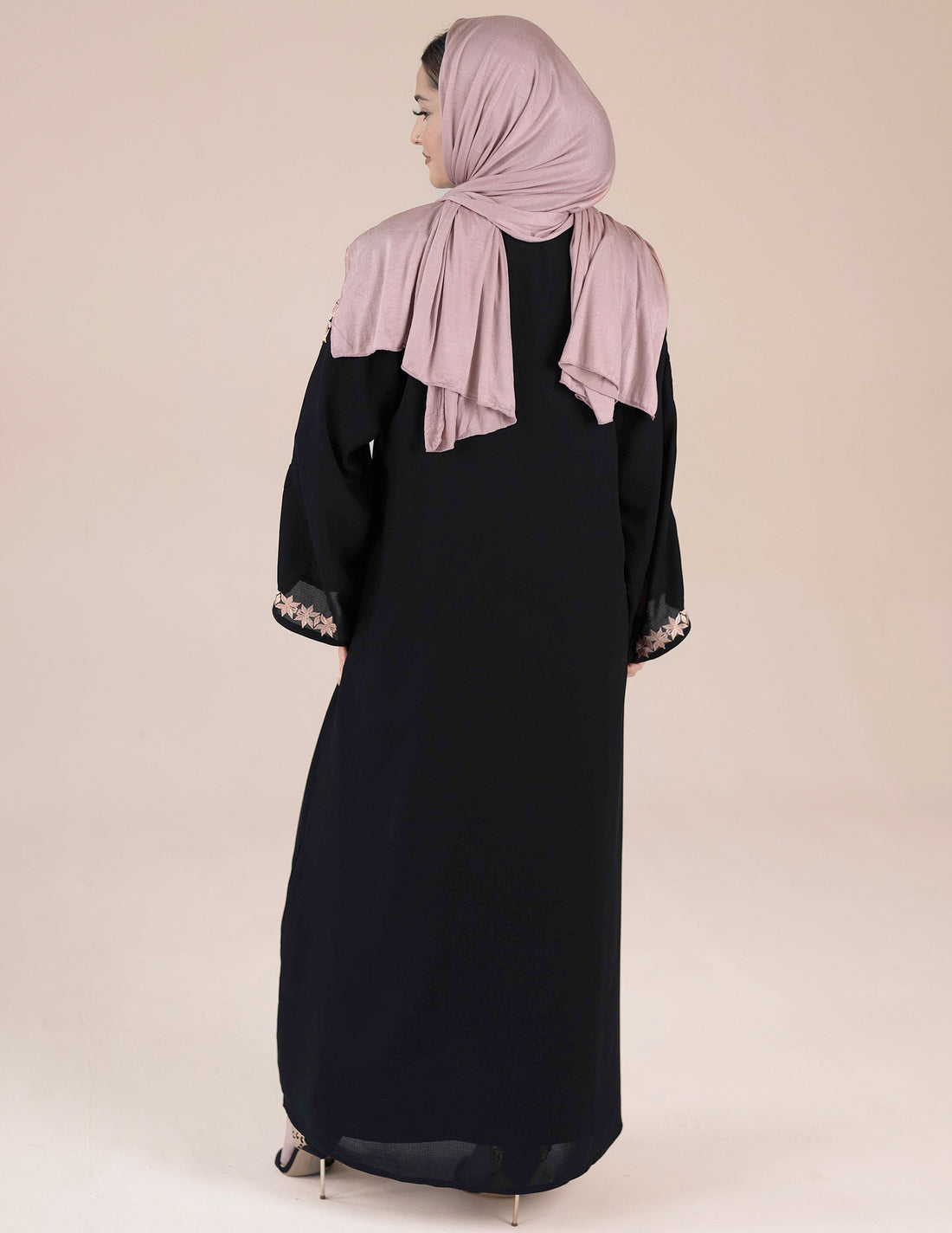 Raya Abaya - Abayas, black abaya, embroidered abaya, open abaya, premium, premium abaya - AZAARYA