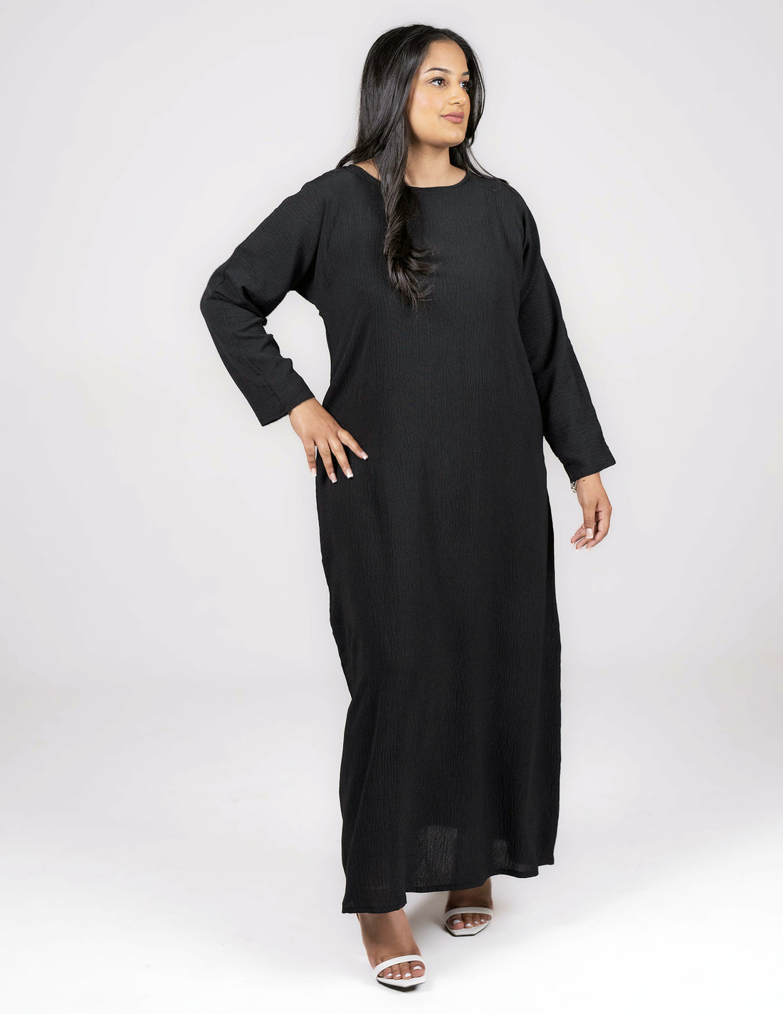 Black Slip Dress - Full Sleeve - Dresses, essential, full sleeve slip dress, inner dresses, inner slips, slip dresses - AZAARYA