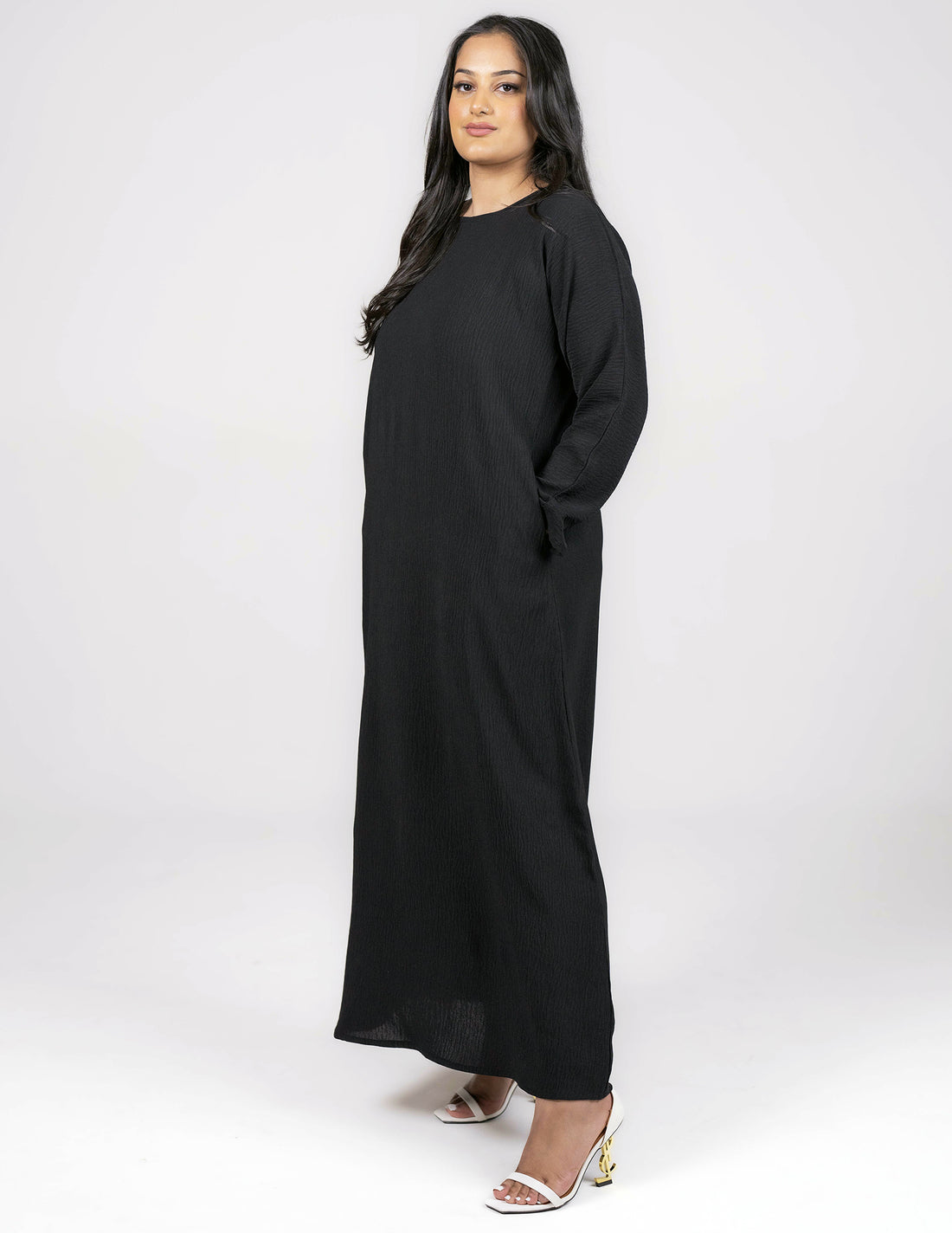 Black Slip Dress - Full Sleeve - Dresses, essential, full sleeve slip dress, inner dresses, inner slips, slip dresses - AZAARYA