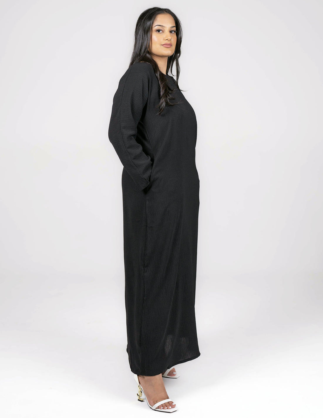 Black Slip Dress - Full Sleeve - Dresses, essential, full sleeve slip dress, inner dresses, inner slips, slip dresses - AZAARYA