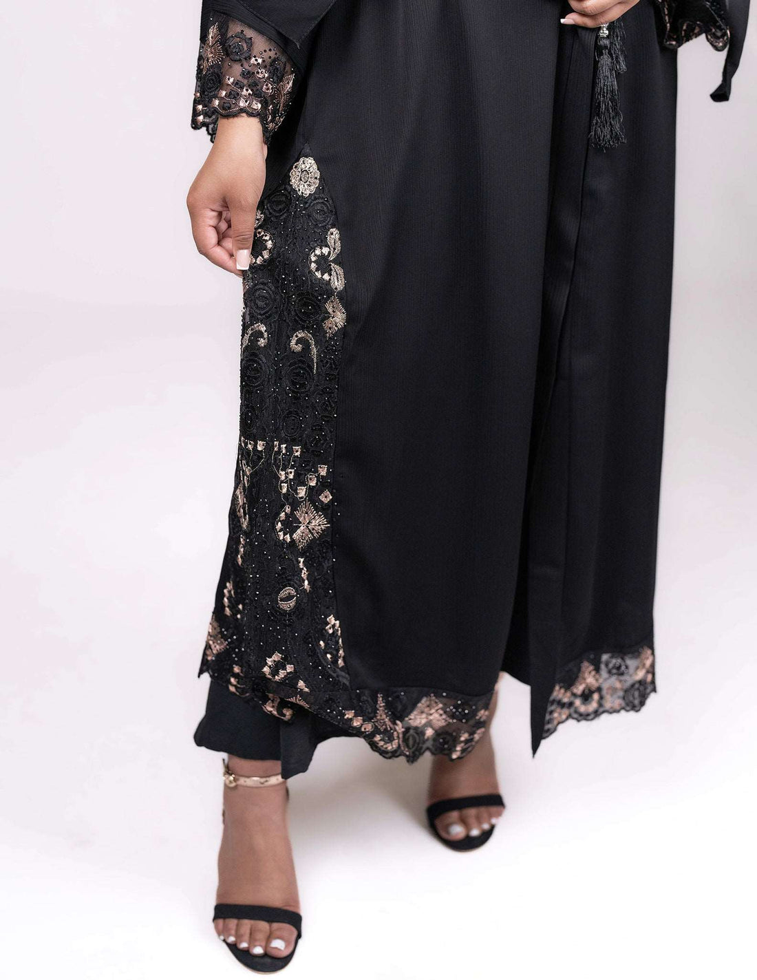 Lima Abaya - Abayas, black abaya, black abayas, embroidered, embroidered abaya, embroidered abayas, Featured, open abaya, open abayas, premium, premium abaya, premium abayas - AZAARYA