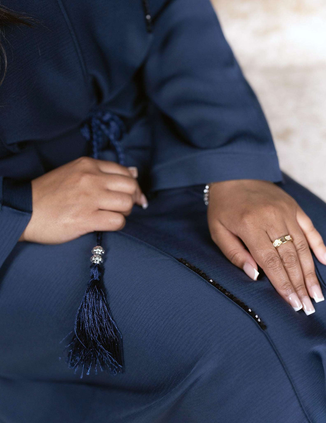 Essential Closed Meher Blue Abaya - Abayas, Closed, closed abayas, essential, essential abayas - AZAARYA
