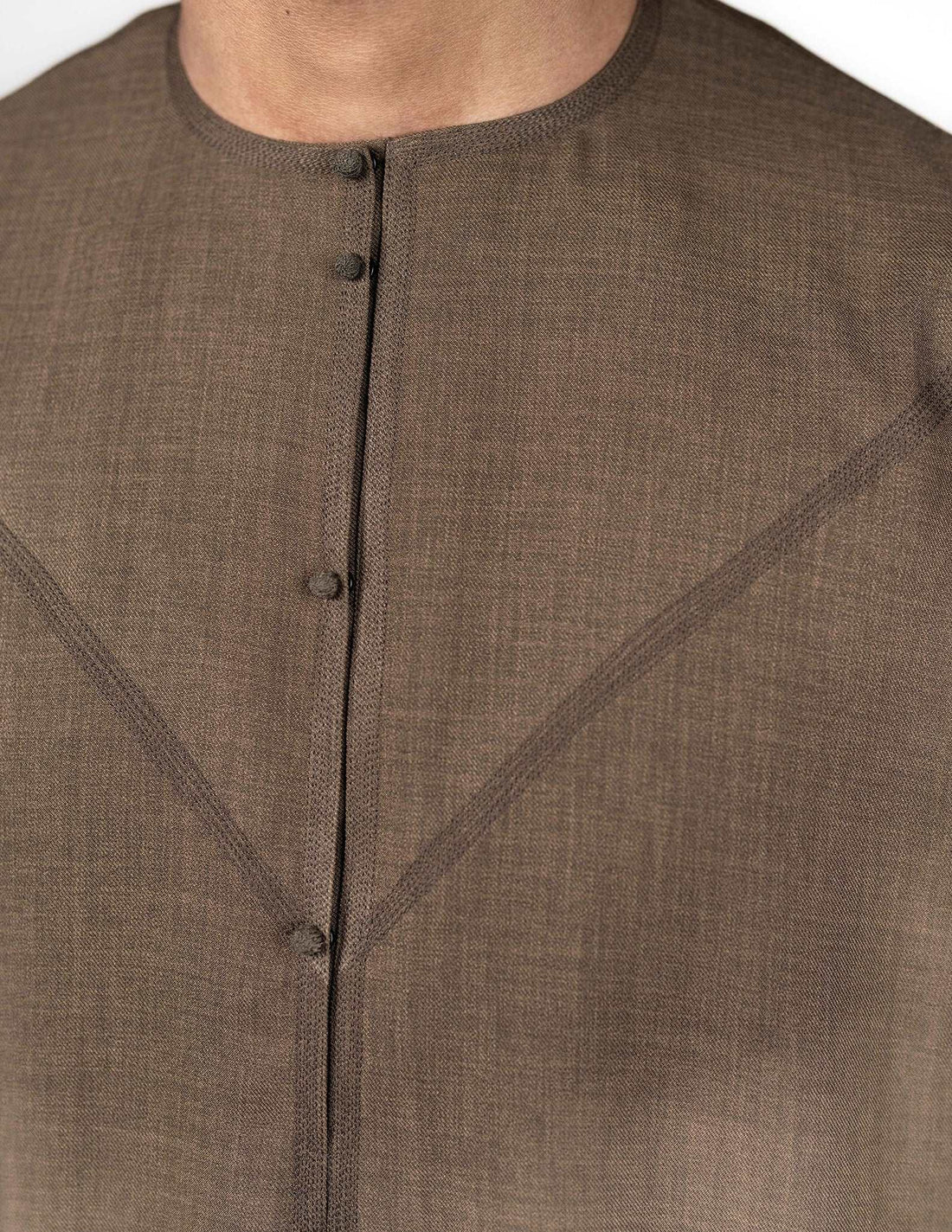 Sufyaan Brown Emirati Thobe - brown emirati thobe, brown jubbah, brown thobe, Featured, Men, mens jubbah, mens thobe, mens thobes, Thobes - AZAARYA