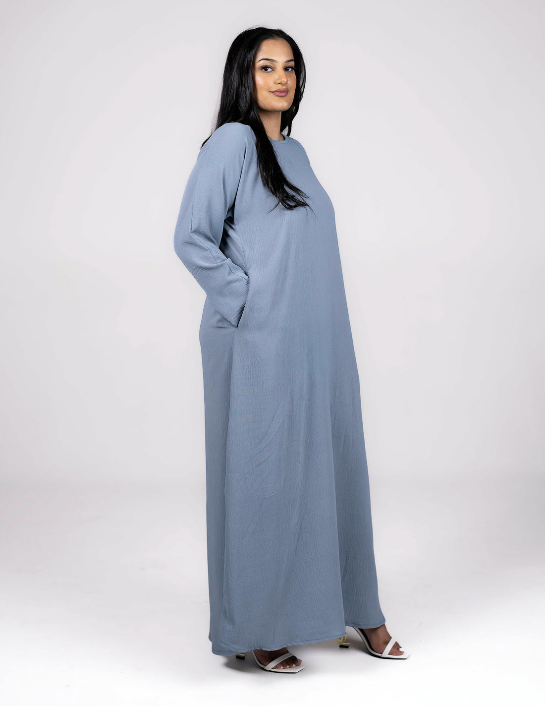 Full Sleeve Sky Blue Slip Dress - Dresses, essential, full sleeve slip dress, inner dresses, inner slips, slip dresses - AZAARYA