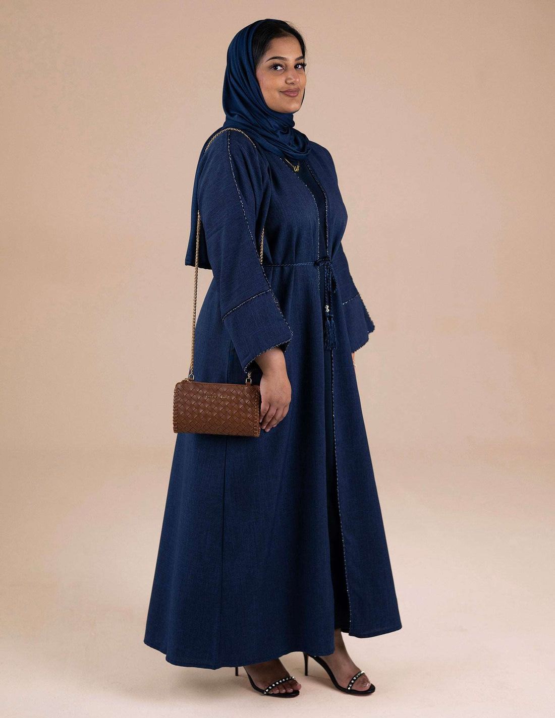 Aizah Linen Abaya - Abayas, Best, Featured, linen, open abaya, premium - AZAARYA