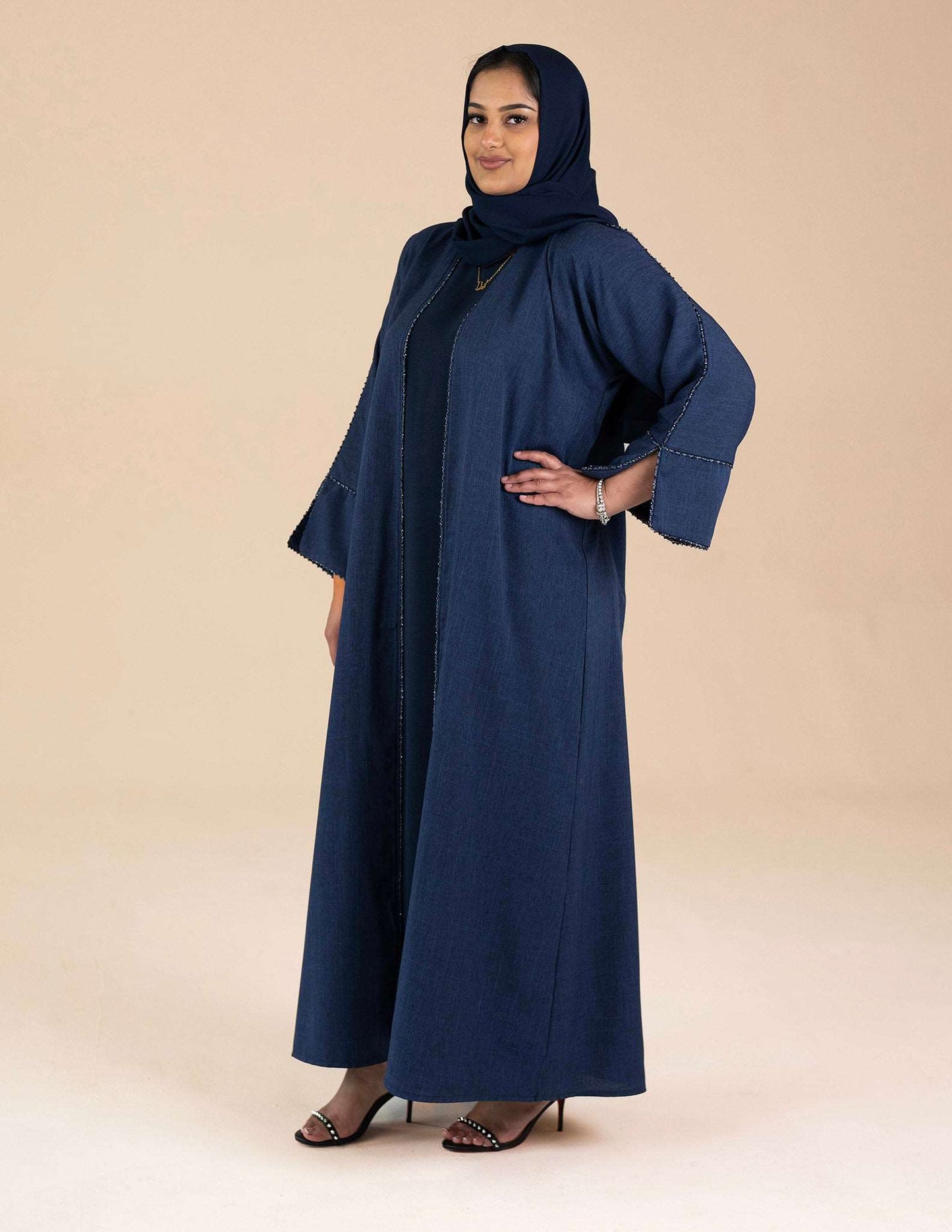 Aizah Linen Abaya - Abayas, Best, Featured, linen, open abaya, premium - AZAARYA