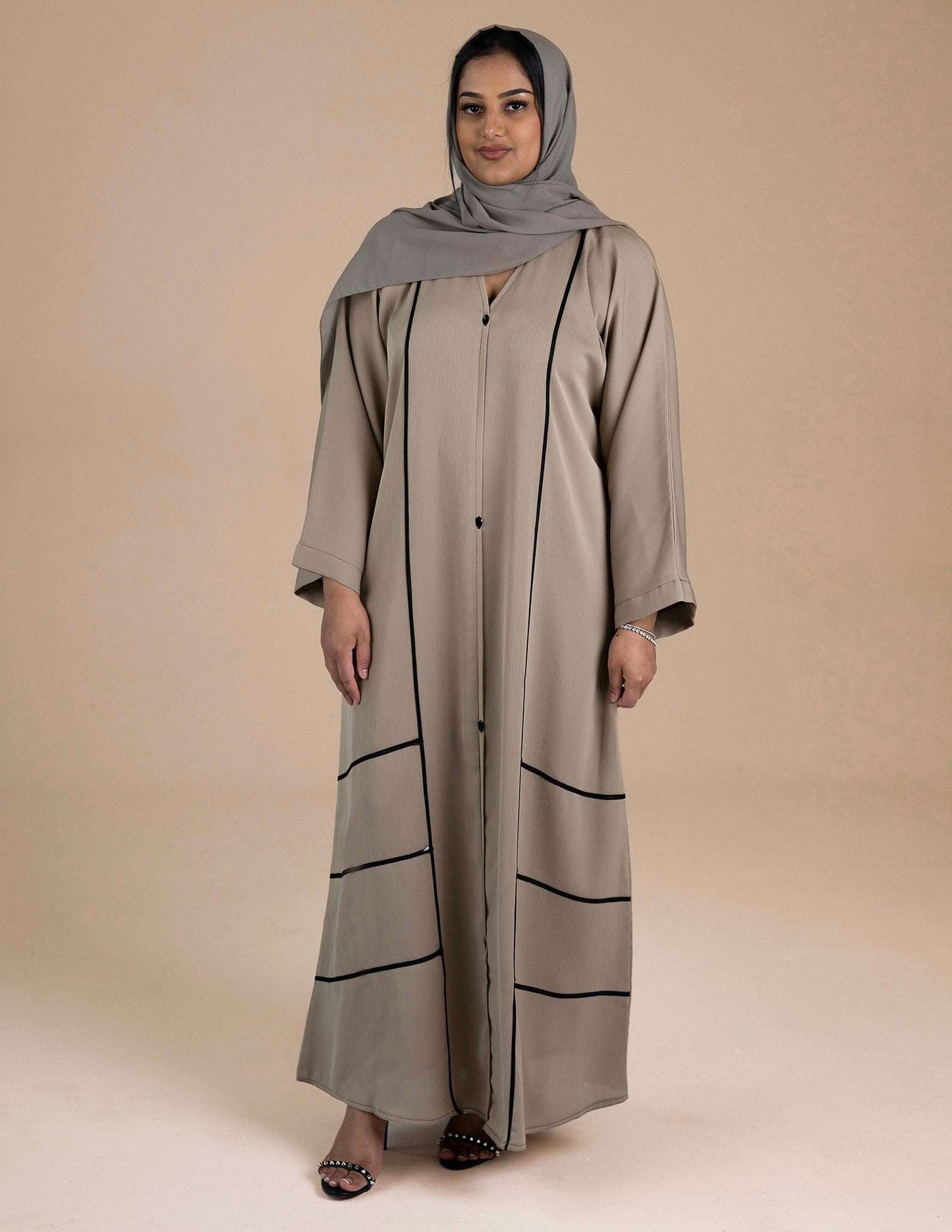 Essential Closed Abaya - Beige - Abayas, Closed, closed abaya, essential, essential abaya, Featured, upsell - AZAARYA