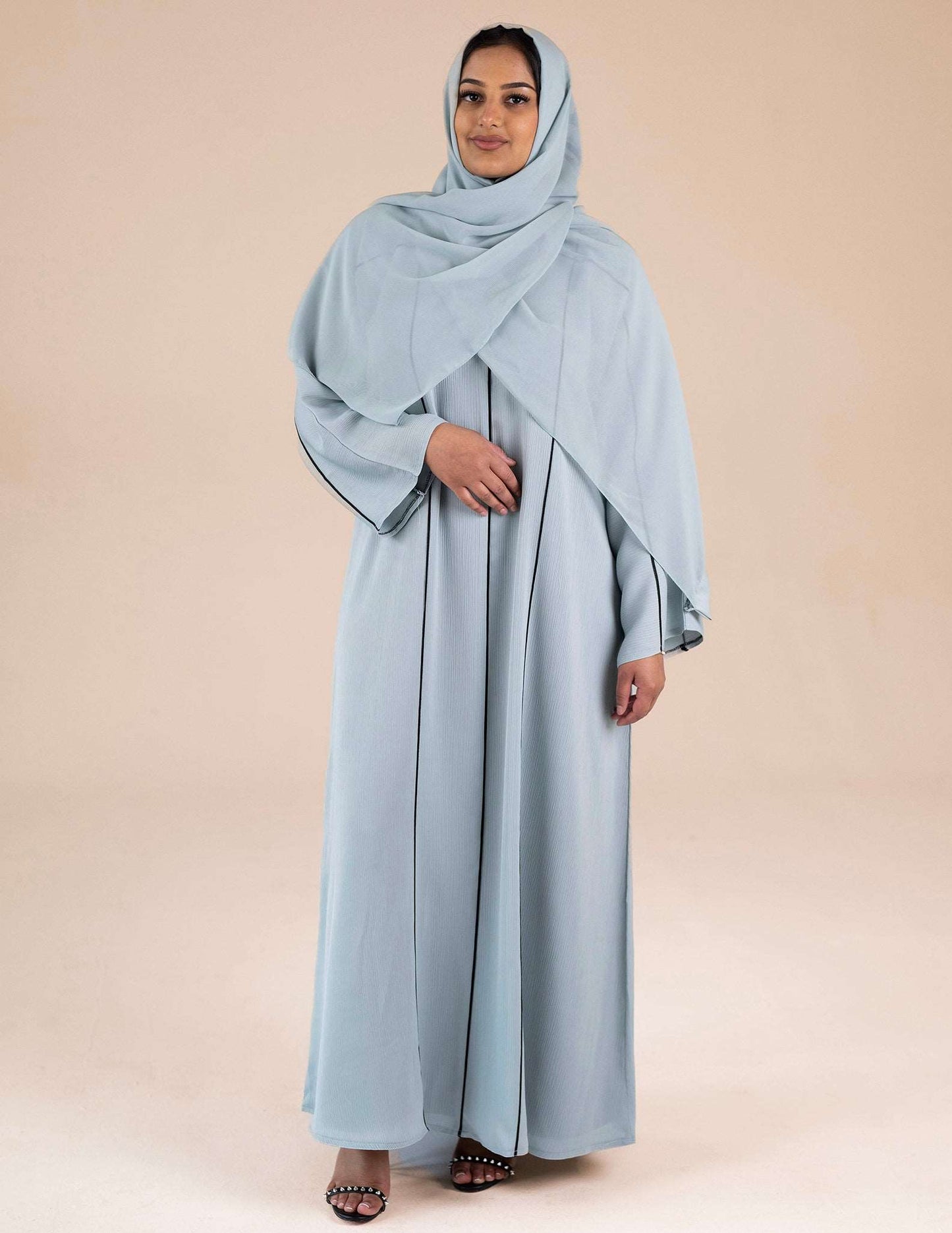 Essential Closed Fiza Blue Abaya - Abayas, Best, Closed, essential, Featured - AZAARYA