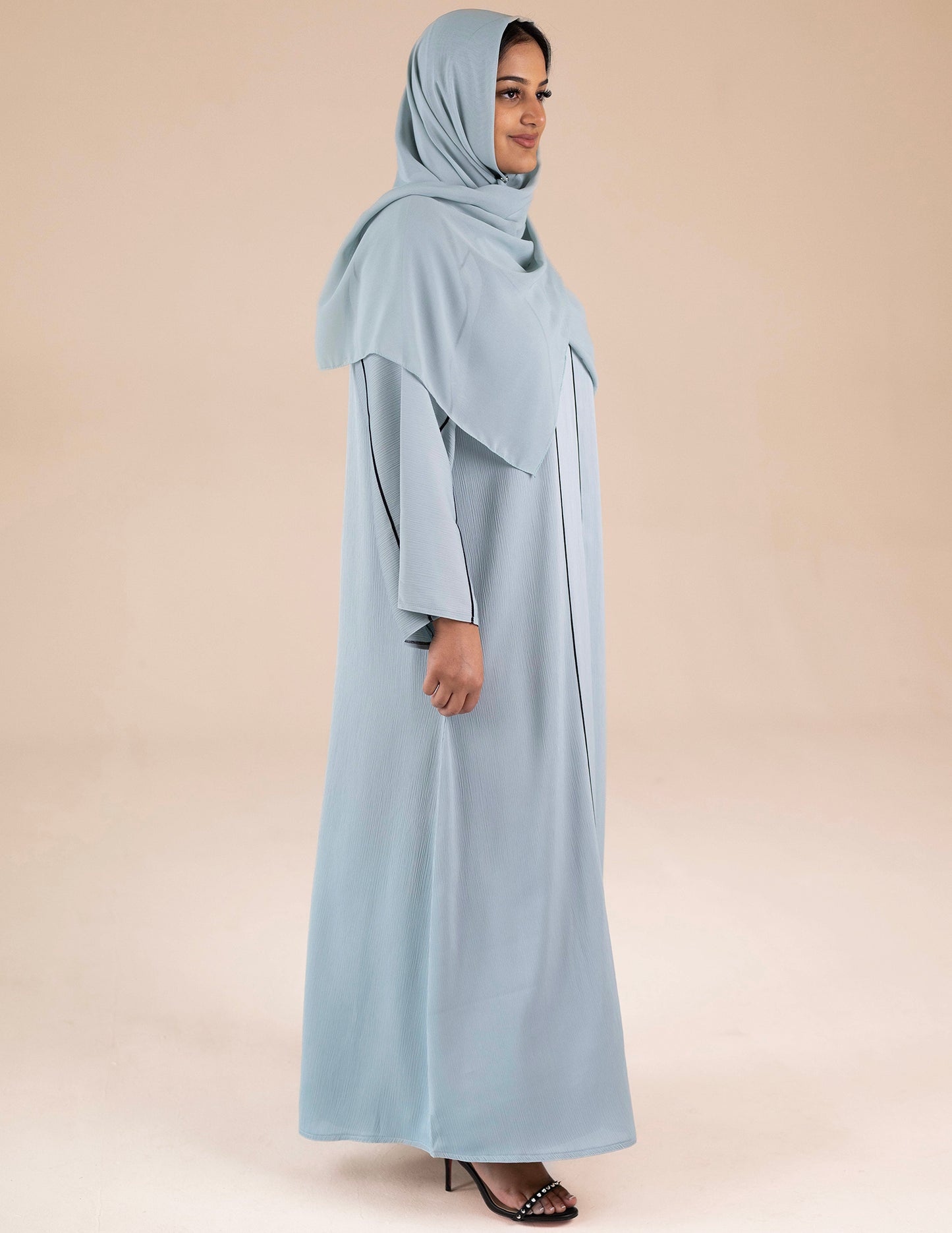 Essential Closed Fiza Blue Abaya - Abayas, Best, Closed, essential, Featured - AZAARYA