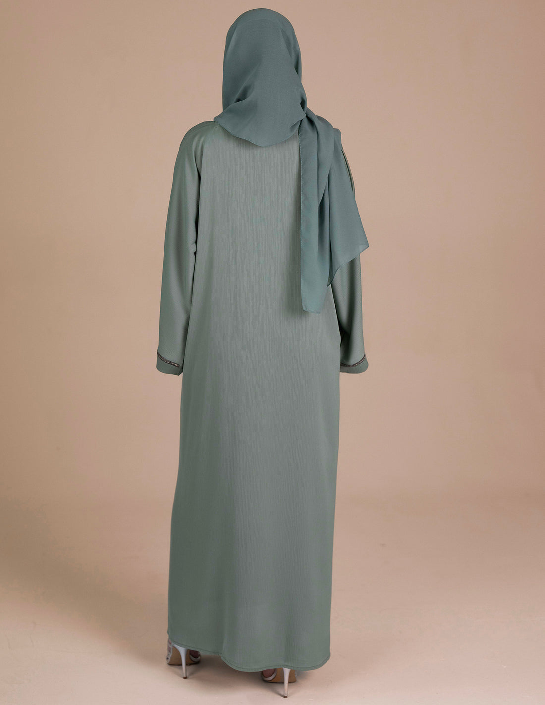 Essential Closed Mint Green Abaya - Abayas, Best, Closed, closed abayas, embroidered abayas, essential, essential abayas - AZAARYA