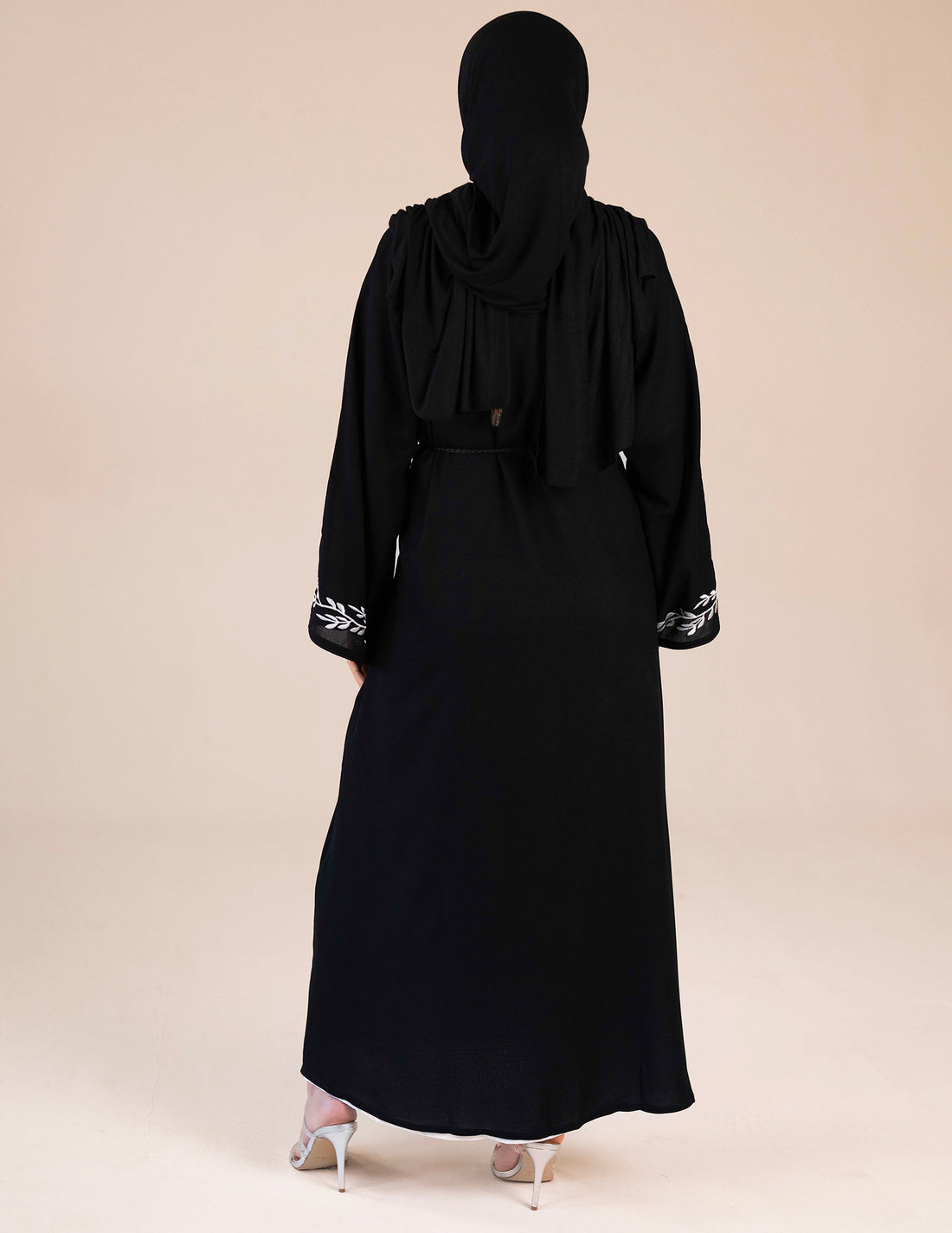 Hania Black Embroidered Abaya - Abayas, Best, black abayas, open abayas, premium, premium abayas - AZAARYA