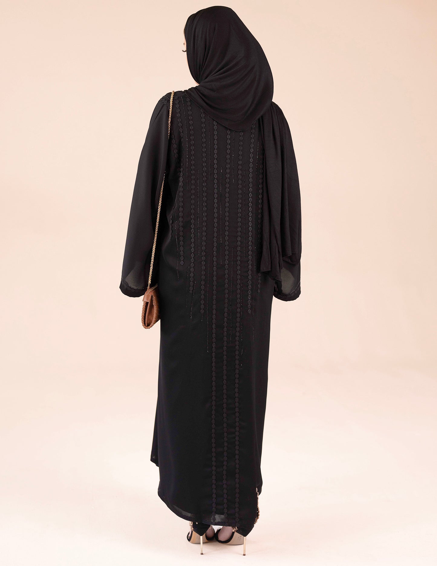 Noor Abaya - Abayas, black abayas, closed abayas, embroidered abaya, premium - AZAARYA