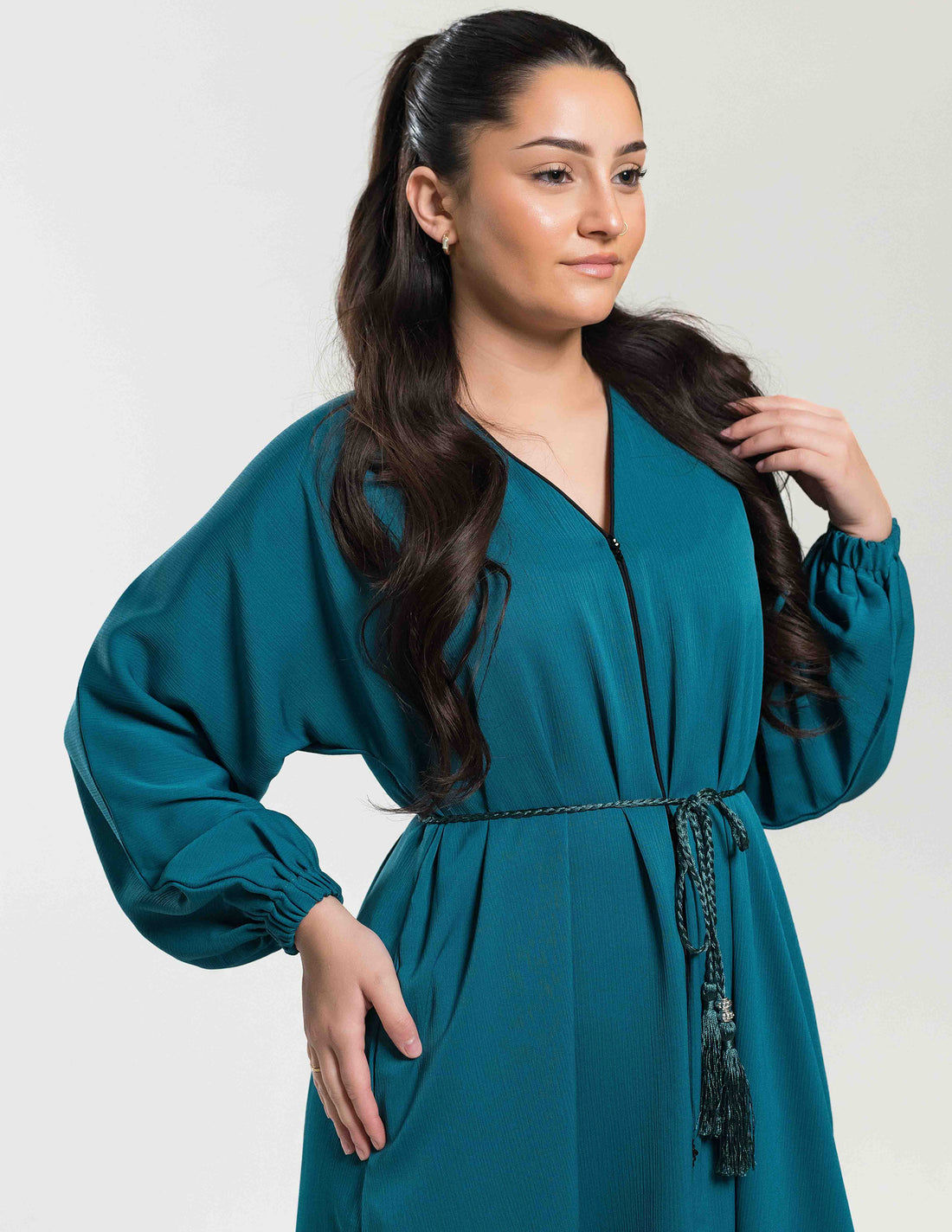 Essential Closed Teal Cuffed Abaya