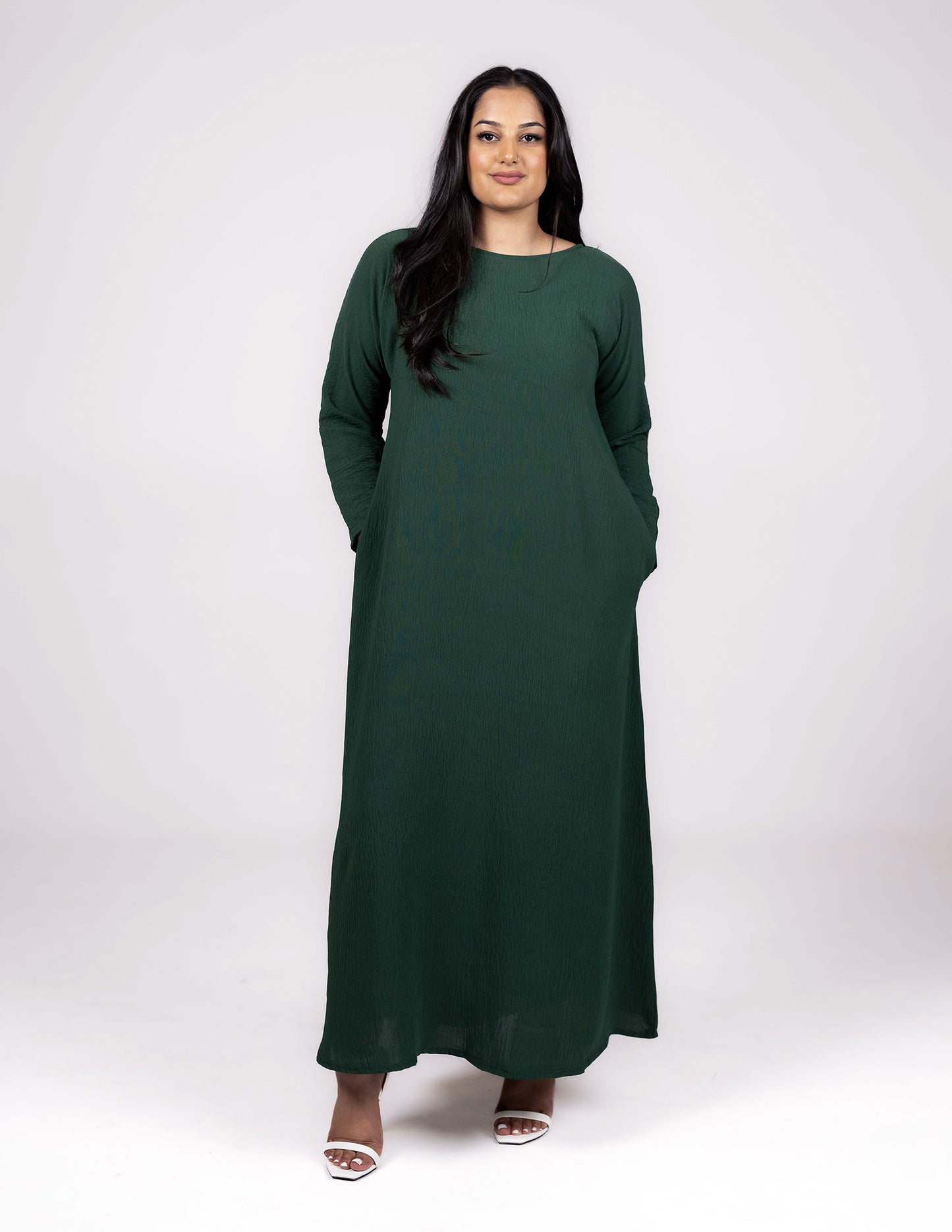 Full Sleeve Emerald Green Slip Dress AZAARYA Full Sleeve Emerald Green Slip Dress AZAARYA