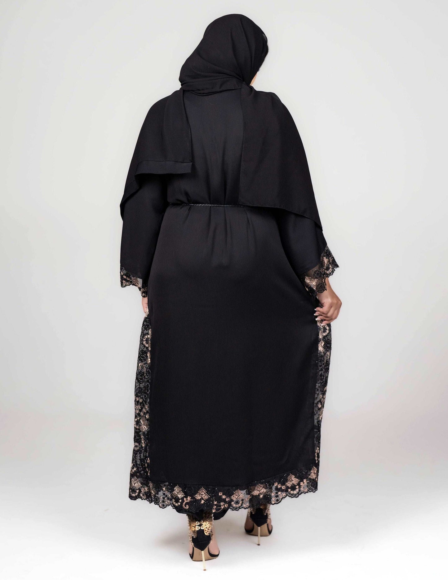 Lima Abaya - Abayas, black abaya, black abayas, embroidered, embroidered abaya, embroidered abayas, Featured, open abaya, open abayas, premium, premium abaya, premium abayas - AZAARYA