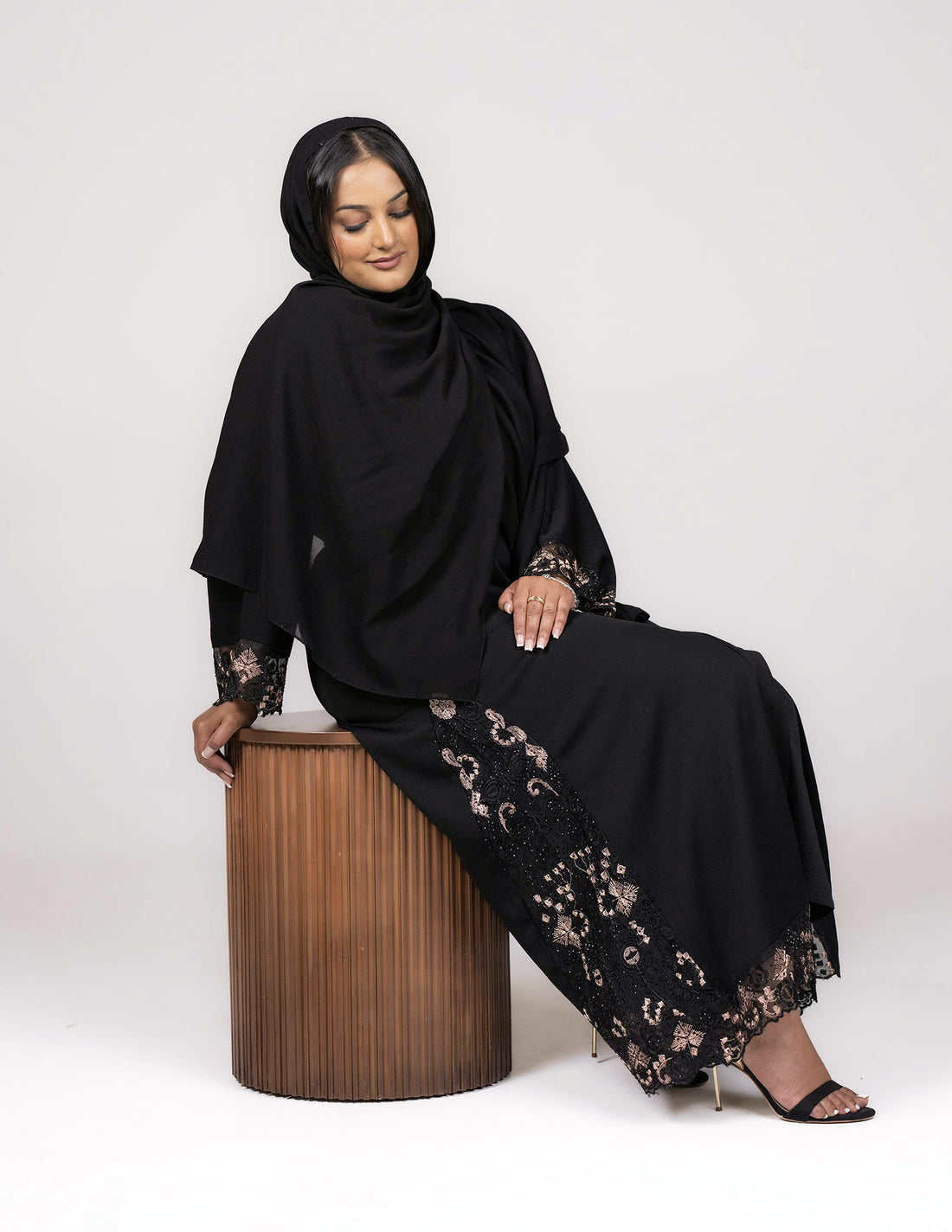 Lima Abaya - Abayas, black abaya, black abayas, embroidered, embroidered abaya, embroidered abayas, Featured, open abaya, open abayas, premium, premium abaya, premium abayas - AZAARYA