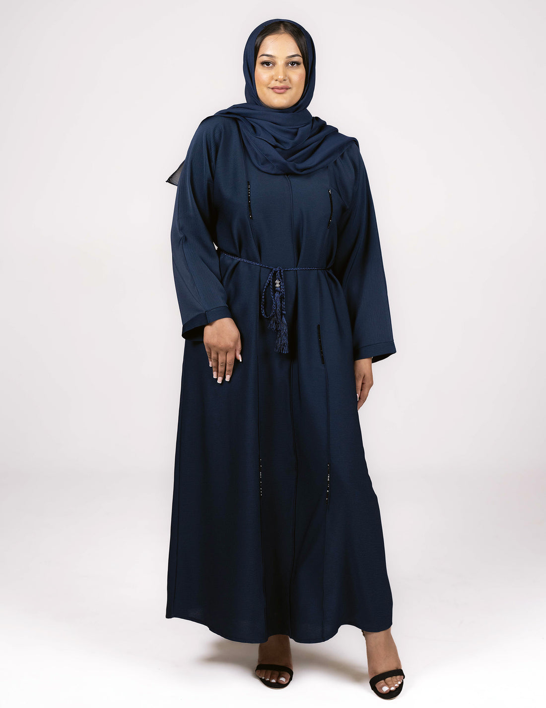 Essential Closed Meher Blue Abaya - Abayas, Closed, closed abayas, essential, essential abayas - AZAARYA