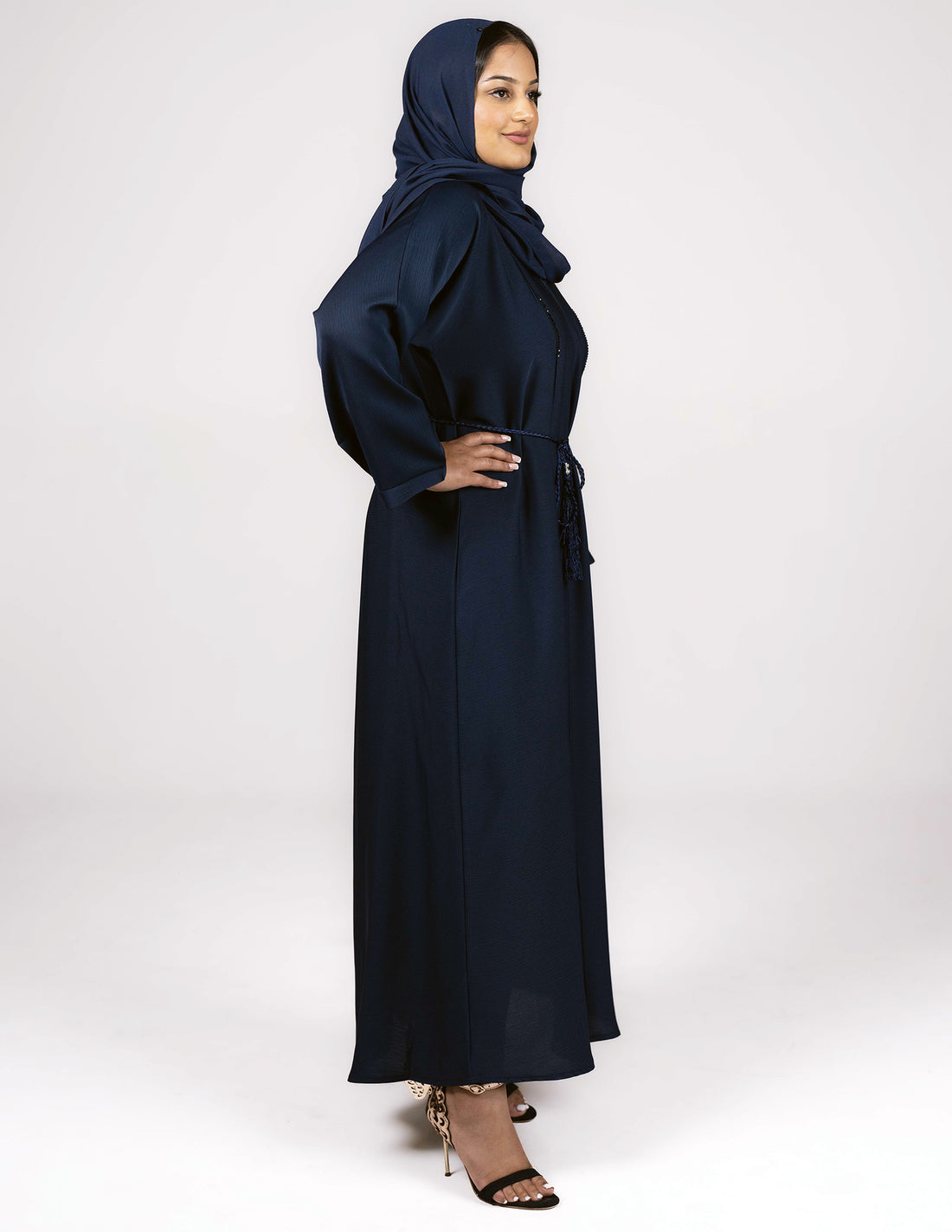 Essential Closed Meher Blue Abaya - Abayas, Closed, closed abayas, essential, essential abayas - AZAARYA