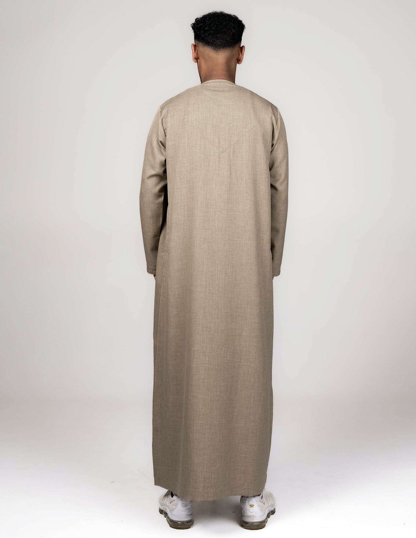 Rayaan Beige Emirati Thobe - beige jubbah, beige thobe, Featured, Men, mens jubbah, mens thobe, mens thobes, Thobes - AZAARYA