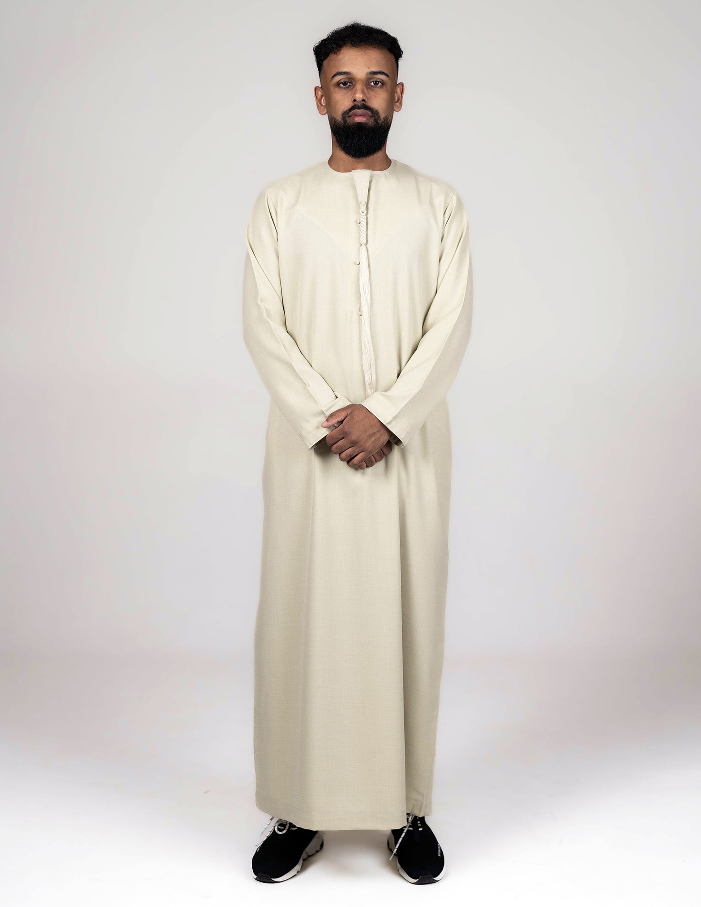 Zidaan Cream Emirati Thobe - cream jubba, cream thobe, Featured, Men, mens cream thobe, mens jubbah, mens thobe, mens thobes, Thobes - AZAARYA