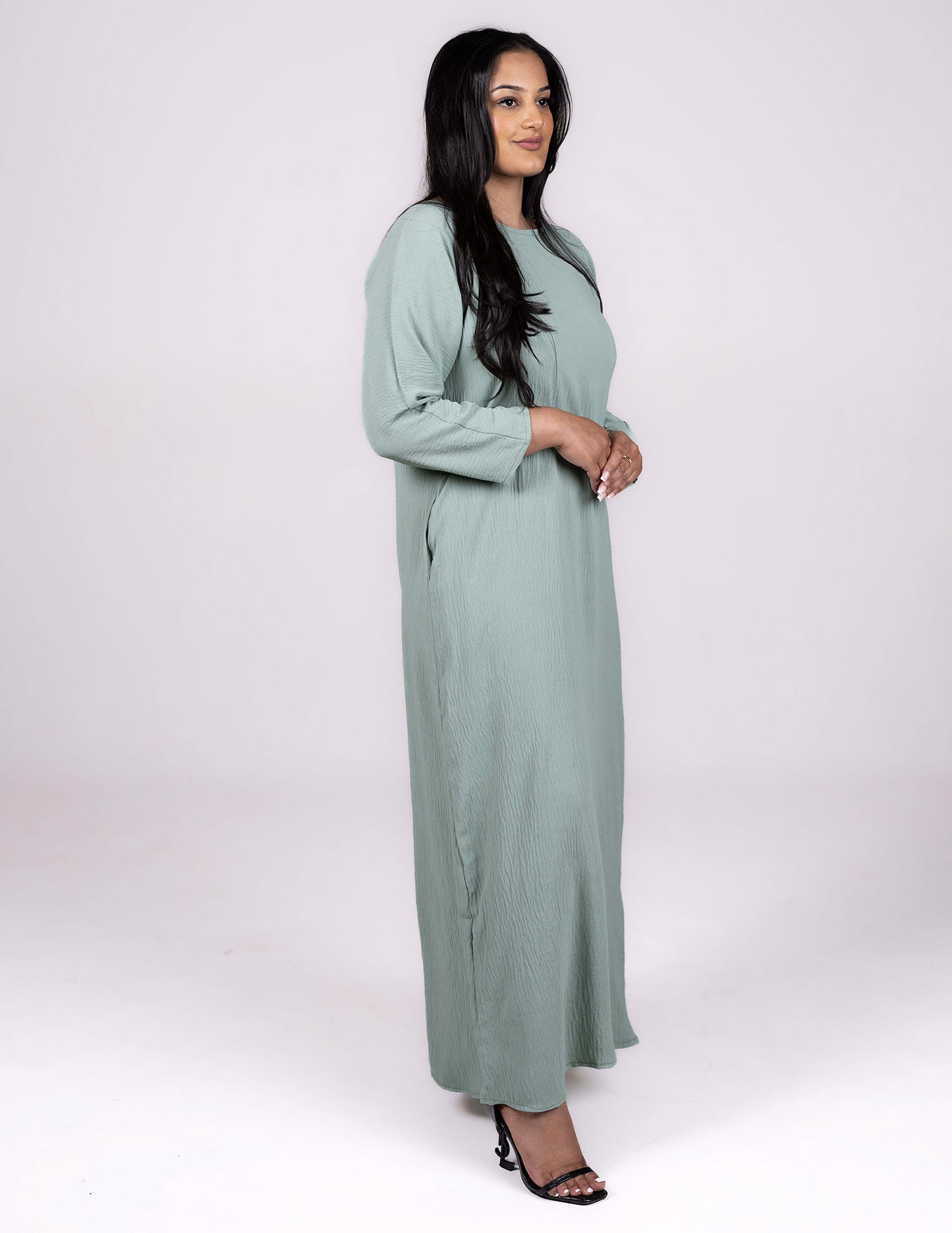 Full Sleeve Mint Green Slip Dress AZAARYA Full Sleeve Mint Green Slip Dress AZAARYA