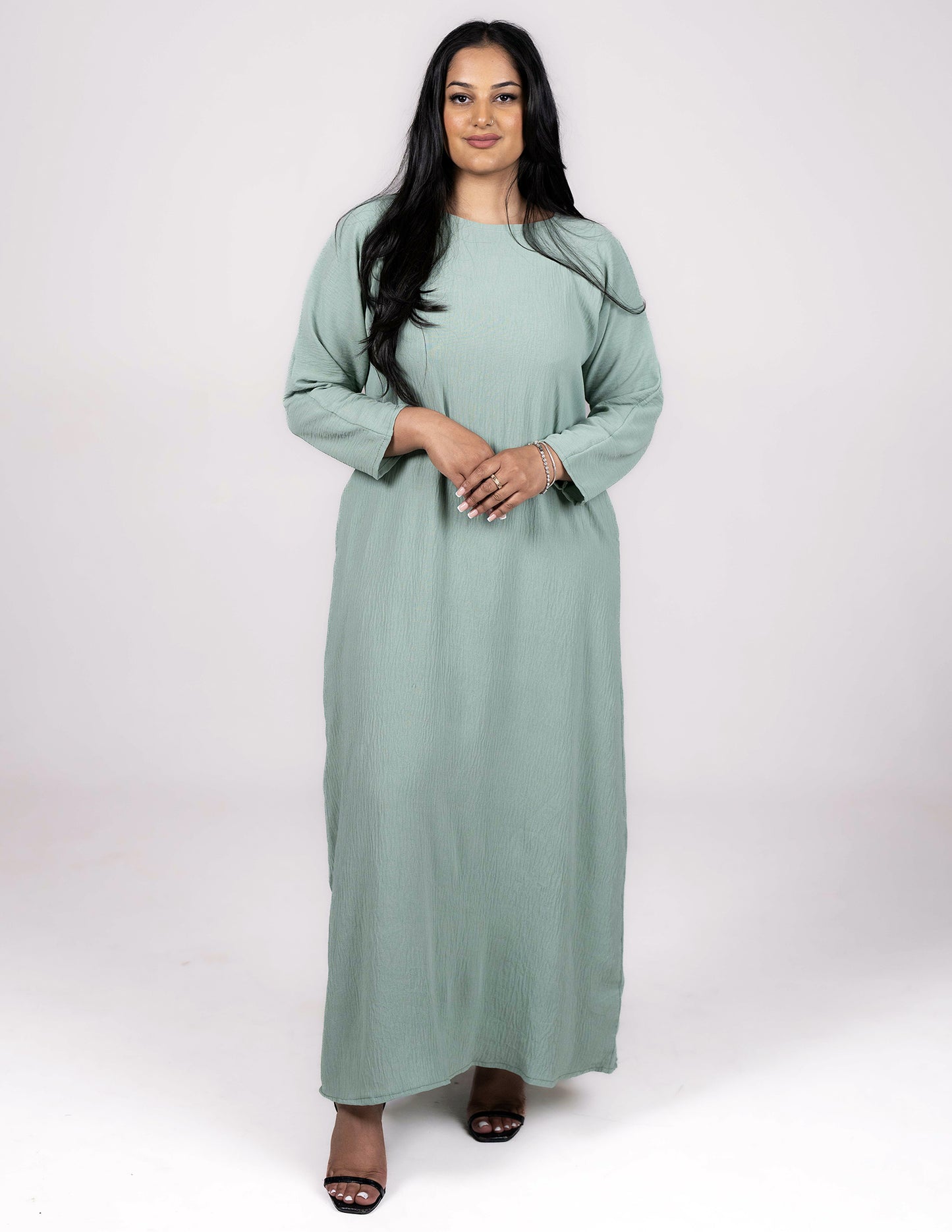 Full Sleeve Mint Green Slip Dress - Dresses, essential, full sleeve slip dress, inner dresses, inner slips, slip dresses - AZAARYA