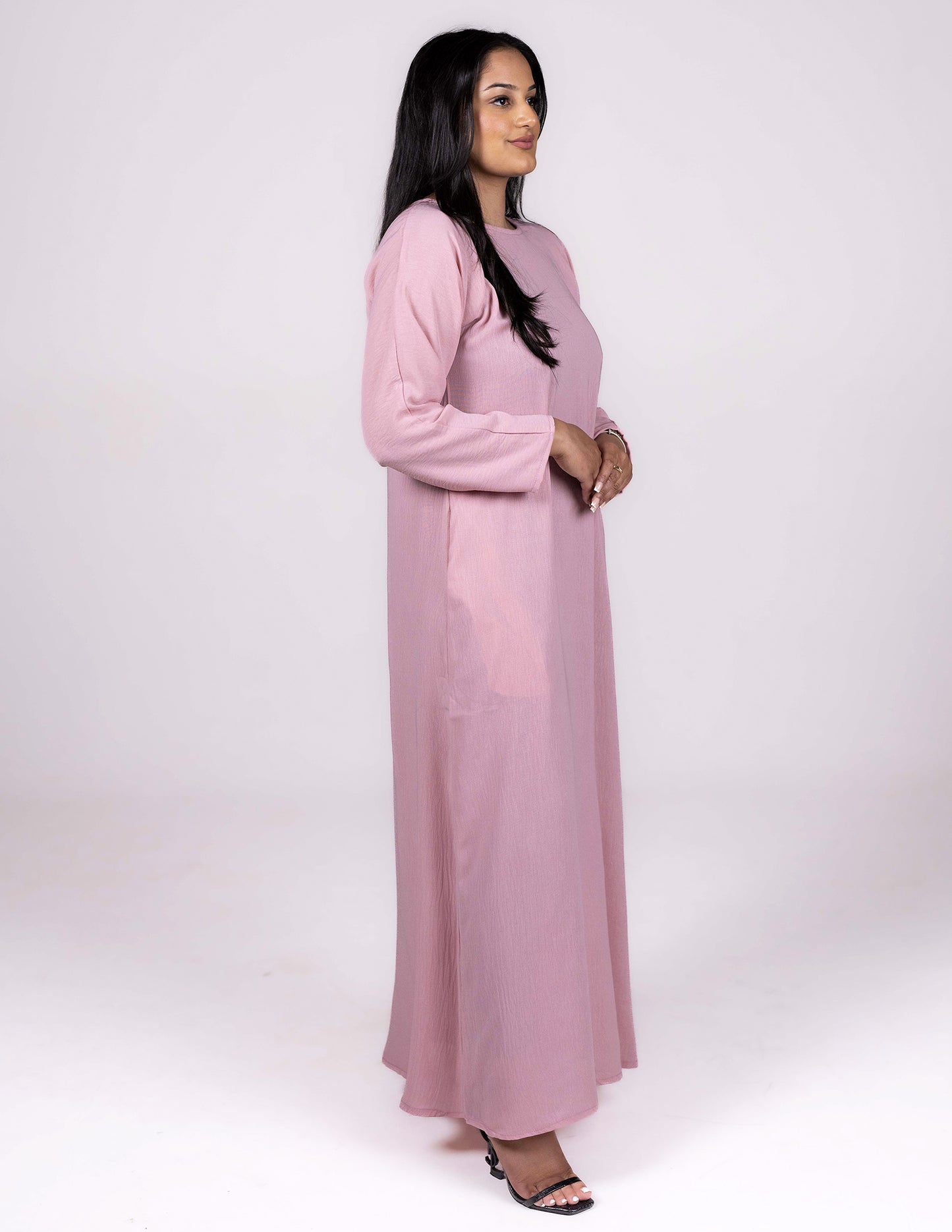 Full Sleeve Pink Slip Dress - Dresses, essential, full sleeve slip dress, inner dresses, inner slips, slip dresses - AZAARYA