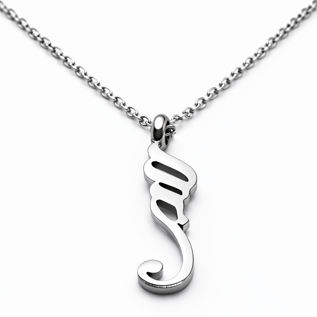 silver sabr pendant on white background close up