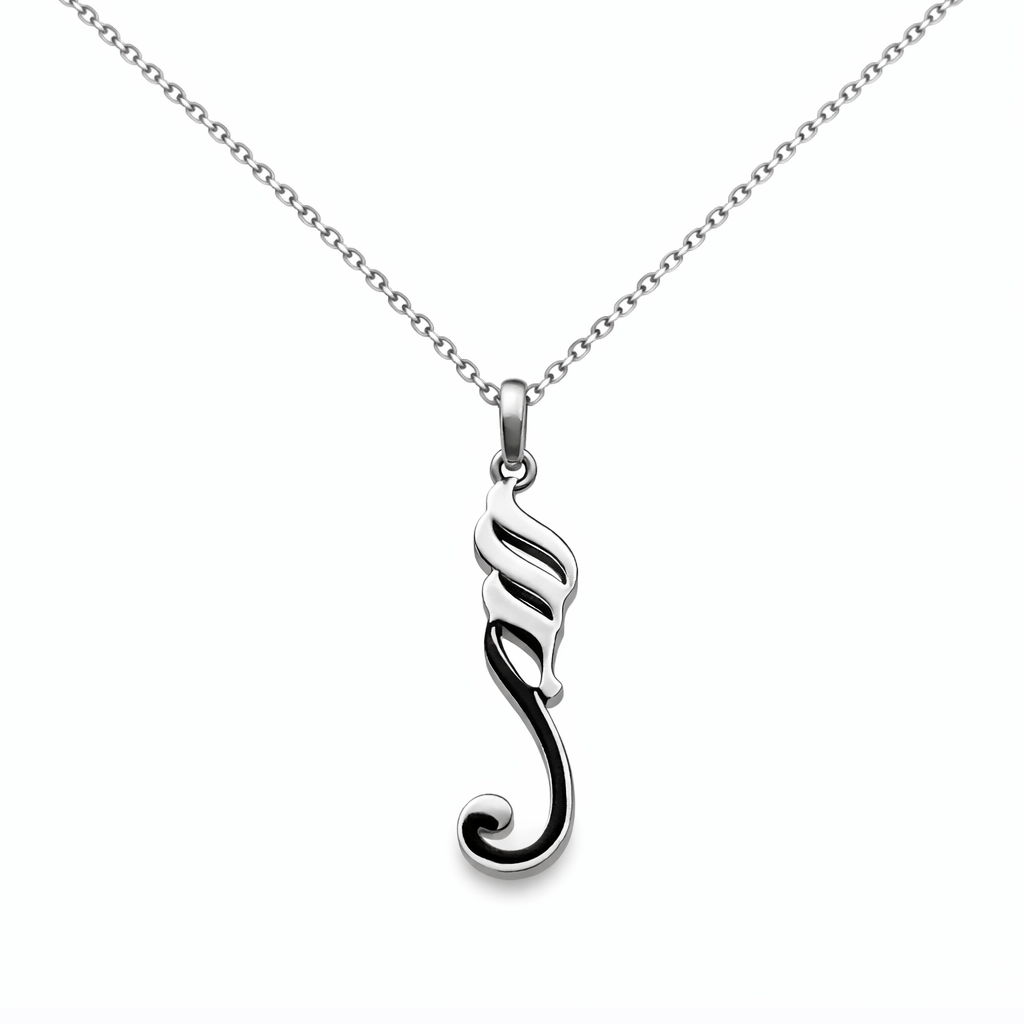 silver sabr pendant on white background