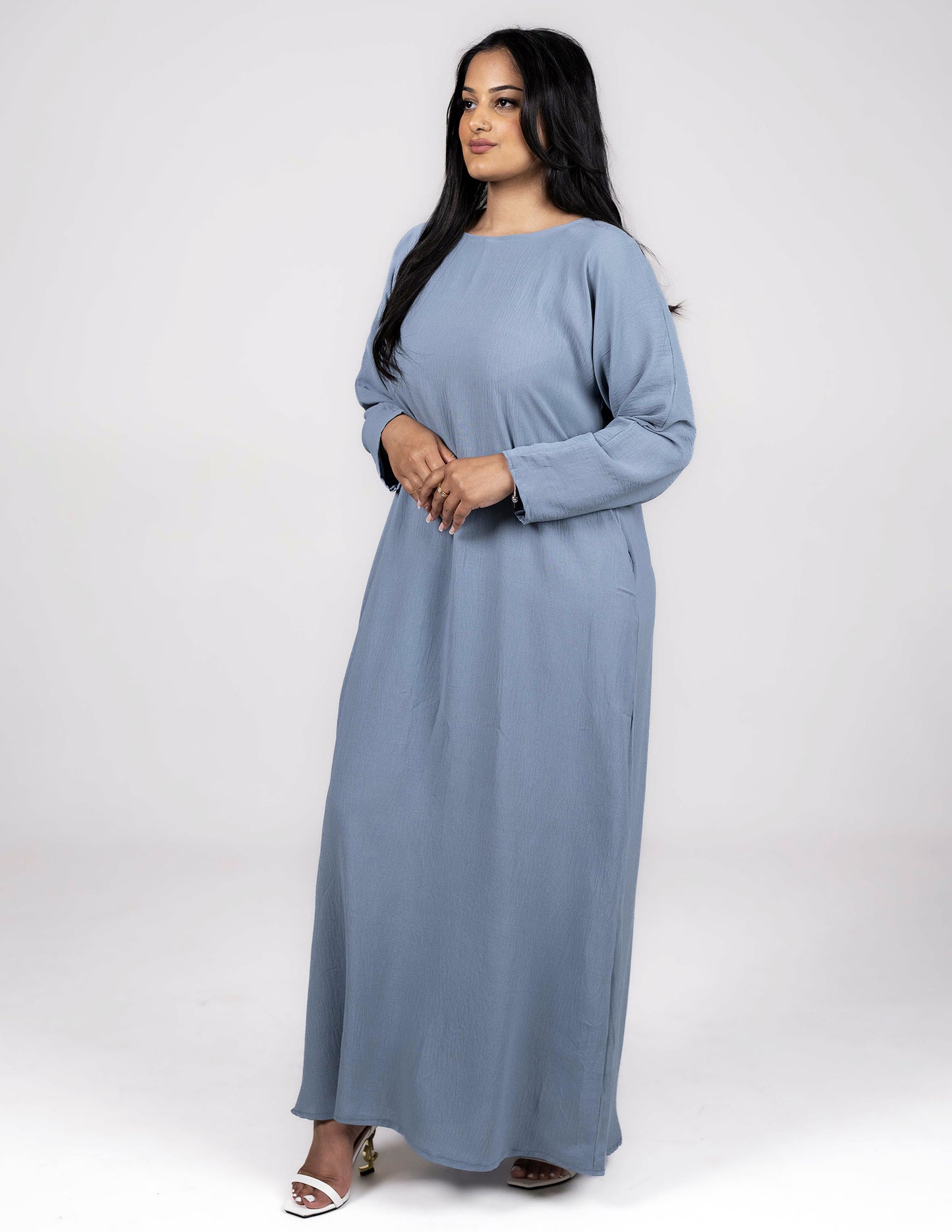 Full Sleeve Sky Blue Slip Dress - Dresses, essential, full sleeve slip dress, inner dresses, inner slips, slip dresses - AZAARYA